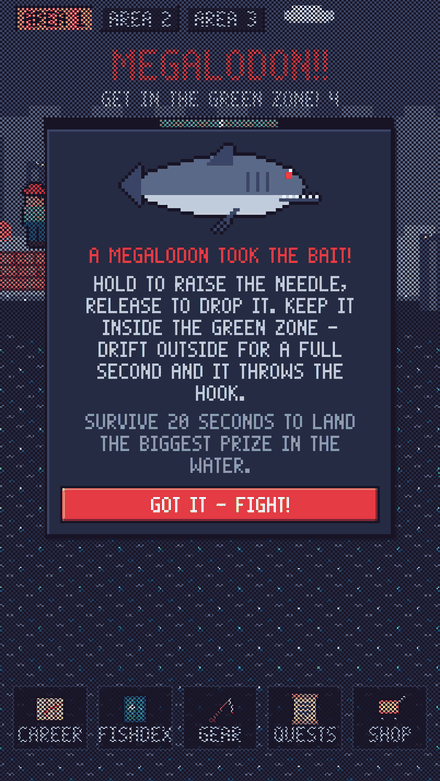 Megalodon boss fight in Pixel Reel